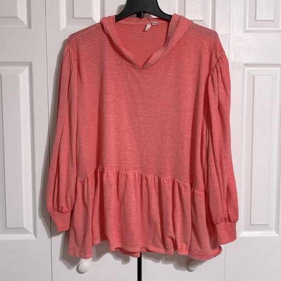 C Active peach cotton blend knit hoodie top shirt size 26/28 - Picture 1 of 13